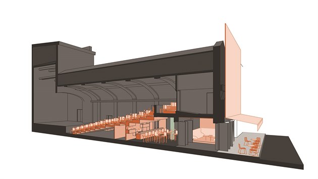 Vizualizace plnovan pestavby Branickho divadla, jak jej navrhlo architektonick studio A69.
