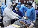 Írántí lékai a zdravotní sestry asistují pi pevozu pacienta s onemocnním...