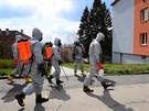 Dezinfekce kvli íení koronaviru v Uherském Brod