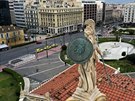 Pohled na sochu Athény ve stejnojmenné hlavním mst ecka. (3. dubna 2020)