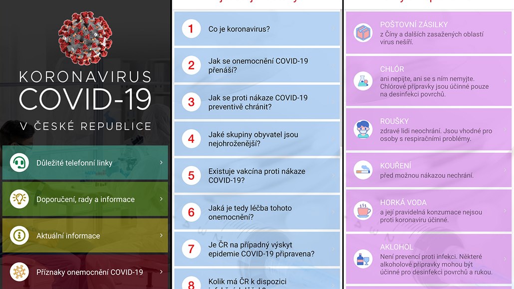 Mobilní aplikace Koronavirus COVID-19