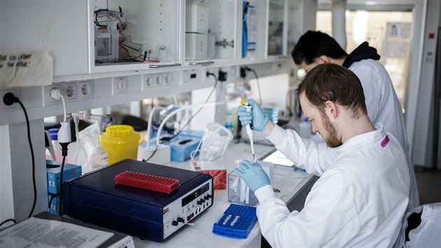 Vzkumn laborato Kodask univerzity v Dnsku se pokou najt vakcnu na koronavirus. (23. bezna 2020)