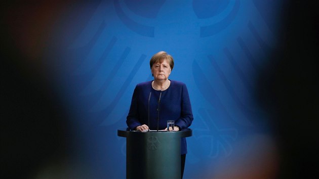 Německá kancléřka Angela Merkelová hovoří o situaci šíření koronaviru. (6. dubna 2020)