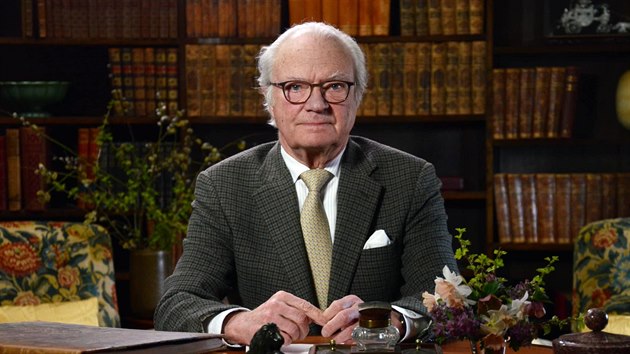 vdsk krl Carl XVI. Gustaf bhem projevu kvli koronavirov pandemii (5. dubna 2020)