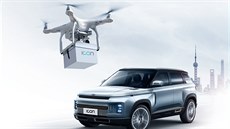Doruení klí od nového auta pomocí dronu v podání ínské automobilky Geely