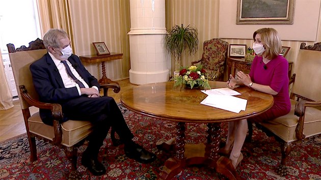 Prezident Milo Zeman v diskusnm poadu TV Prima Partie odvyslanm 12. dubna 2020