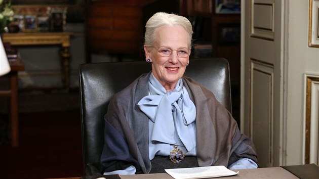 Dnsk krlovna Margrethe II. bhem naten novoronho projevu (Koda 31. prosince 2019)