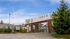 Majitel Zoo Dvorec u Borovan Viktor Ambro krmí hrocha Buborka.