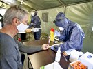 Na Moravské námstí v Brn zaalo ploné testování dobrovolník na koronavirus....