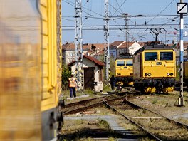 Vlaky spolenosti RegioJet odstavené na Smíchovském nádraí v Praze. (22. dubna...