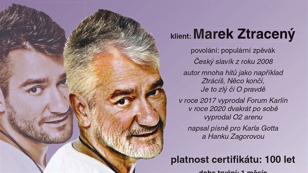 Zpěvák Marek Ztracený dostal od personálu Domova Clementas v Janovicích nad Úhlavou certifikát na pobyt v jejich zařízení.