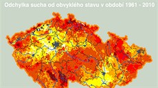 Odchylka sucha od obvyklého stavu v období 1961 - 2010