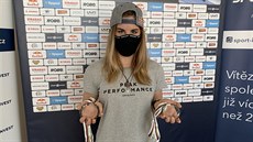 Lyaka a snowboardistka Ester Ledecká pi videokonference s eskými novinái