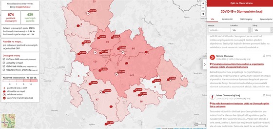 Interaktivní mapa shrnující situaci v Olomouckém kraji v souvislosti s...