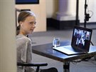 védska ekologická aktivistka Greta Thunbergová se úastní videokonference ku...