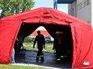 Hasii postavili nové stany pro odbrové týmy Armády R v chebské nemocnici.