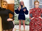 Zpvaka Adele na snímcích z roku 2020 a v roce 2012 (foto zcela vpravo)