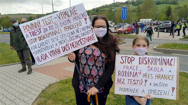 Protest pendler na hraninm pechod ve Folmav. (1. 5. 2020)