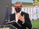 Vicepremiér Karel Havlíek na tiskové konferenci po jednání vlády. (18. kvtna...
