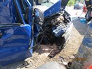 Hasi�i ve Vrchovin� museli vyprostit z vozu Peugeot Boxer zran�n�ho spolujezdce...