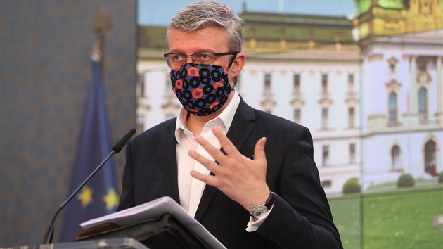 Vicepremiér Karel Havlíček na tiskové konferenci po jednání vlády. (18. května 2020)