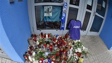 Ústí nad Labem, pietní místo za zesnulého brankáe FK Ústí Radima Nováka.
