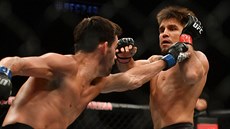 Henry Cejudo (vpravo) brání výpad Dominicka Cruze v zápase pod organizací UFC.