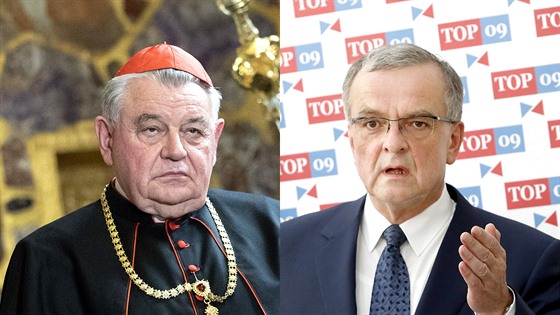 Kardinál a arcibiskup pražský Dominik Duka a šéf klubu poslanců TOP 09 Miroslav Kalousek
