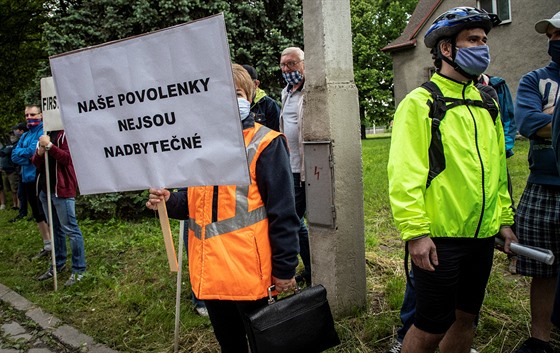 Protest odborářů huti Liberty Ostrava proti postupu vedení firmy. (28. května...