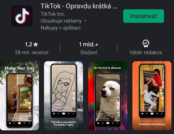 Hnv proti aplikaci TikTok drasticky srazil její hodnocení