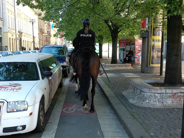 I policistky vědí, že na koni se nosí přilba.