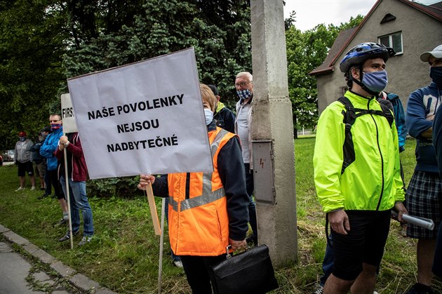 Protest odborá huti Liberty Ostrava proti postupu vedení firmy. (28. kvtna...