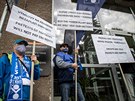 Protest odborá huti Liberty Ostrava proti postupu vedení firmy (28. kvtna...