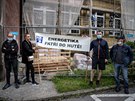 Protest odborá huti Liberty Ostrava proti postupu vedení firmy (28. kvtna...