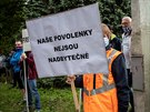 Protest odborá huti Liberty Ostrava proti postupu vedení firmy. (28. kvtna...