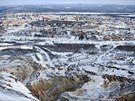 Dsledkem tby se propadá terén na kraji msta Kiruna v severním védsku