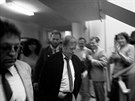 Fotografie ze z�kulis� b�hem n�v�t�vy V�clava Havla v Prost�jov�, kter� se...