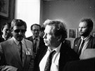 Fotografie ze z�kulis� b�hem n�v�t�vy V�clava Havla v Prost�jov�, kter� se...