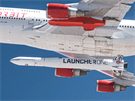Raketa LauncherOne spolenosti Virgin Orbit opoutí letadlo.