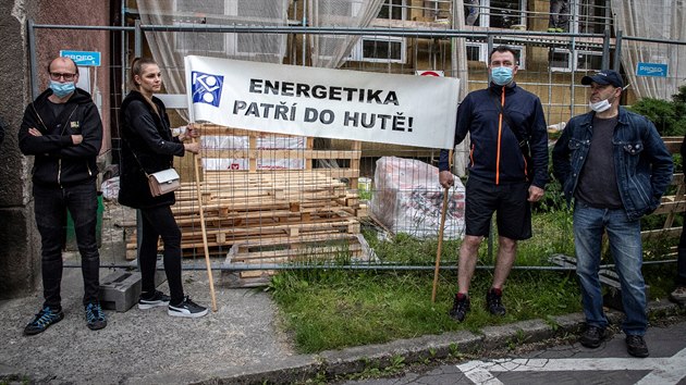 Protest odborářů huti Liberty Ostrava proti postupu vedení firmy. (28. května 2020)