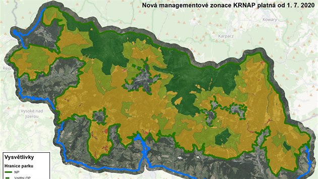 Nové managementové zonace KRNAP platná od 1.7.2020.