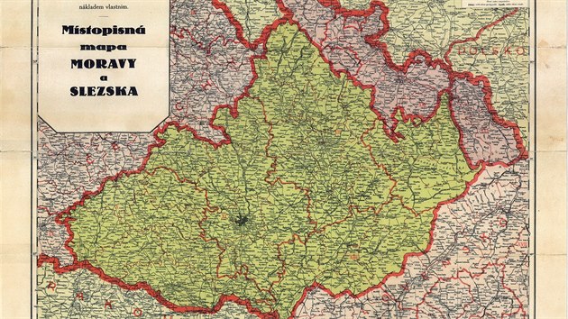Mapa Moravy a Slezska z roku 1929.