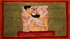 Poněkud krkolomné erotické vyobrazení v jedné z nejstarších publikací o umění...
