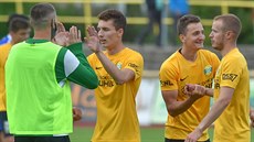 Fotbalisté Sokolova se radují z vítězství.