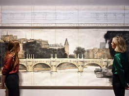 Obraz pa�í�ského mostu Pont Neuf, který Christo pokryl látkou. (10. b�ezna 2020)