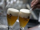 Servírování belgického piva v Bruselu (16. kvtna 2016)