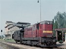 Lokomotiva 742.345 (T466.2345) ve stanici Dubany 2. 6. 1992 GPS: 48.9234364N,...