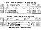 Jízdní ád trat Mutnice - Kyjov z roku 1956