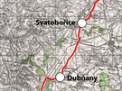 Mapa trati 257 z Mutnic do Kyjova