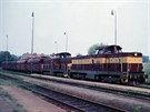 Pípe motorových lokomotiv T466.0064 a T466.0271 eká 1. 6. 1990 s uhelným...